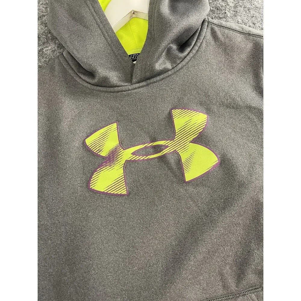Under Armour Hoodie Boys XL Gray Big Logo Storm Pullover Sweater Sweatshirt N67